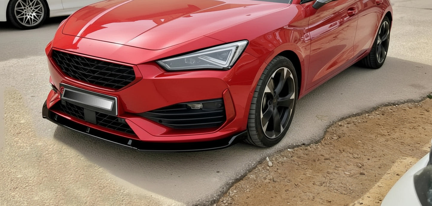 Lip delantero negro brillante para Seat León MK4 Cupra (2021–2024)