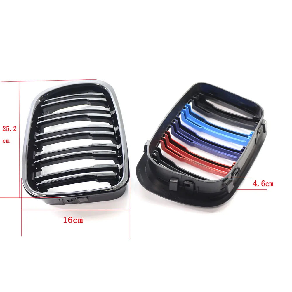 Parrilla delantera doble slat negro brillante para BMW Serie 3 E46 (1998–2001, 4 puertas)