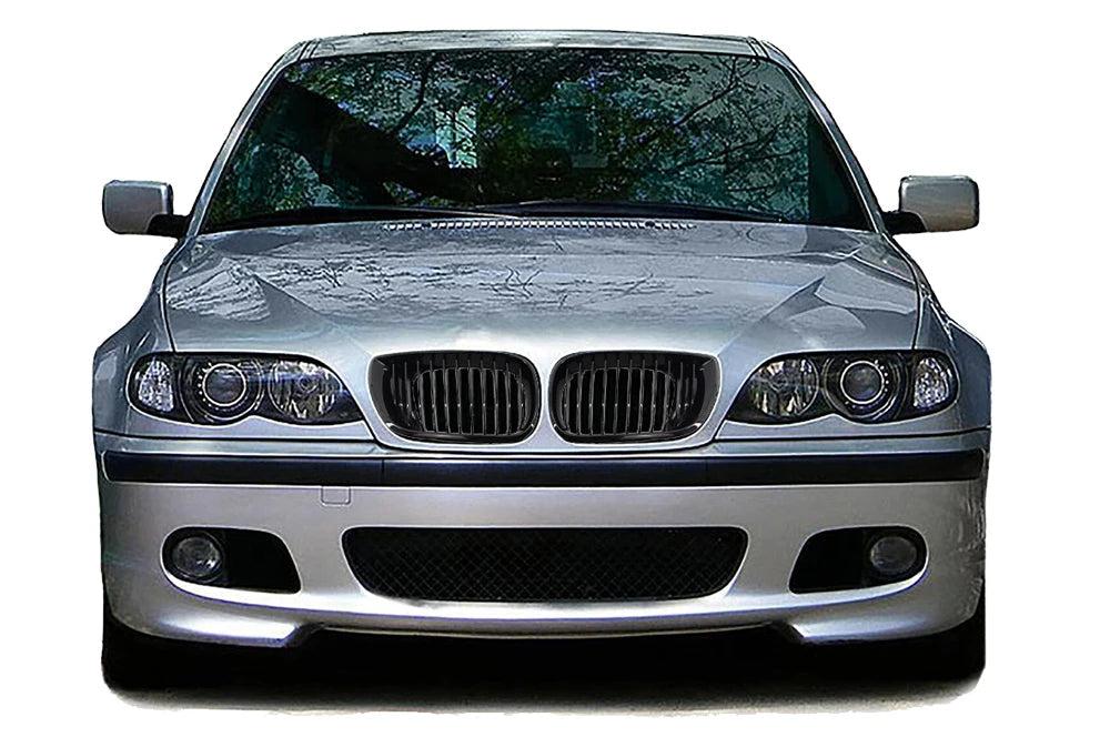 Parrilla delantera simple negro brillante para BMW Serie 3 E46 (2001–2005, 4 puertas)
