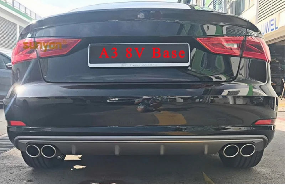 Difusor Trasero Negro Brillante para Audi A3 8V Sedán 2013-2016 Pre-Facelift (No válido para S-Line ni S3)