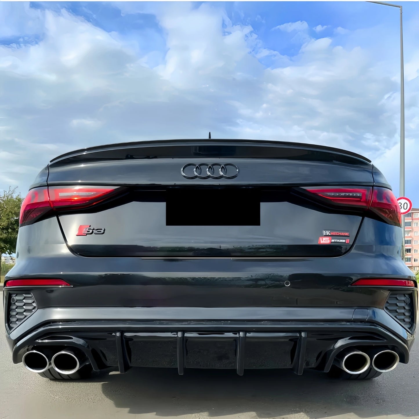 Difusor Trasero Maxton Style Negro Brillante – Audi S3 Saloon / A3 8Y Sedan S-Line (2020-2024, Pre-Facelift)
