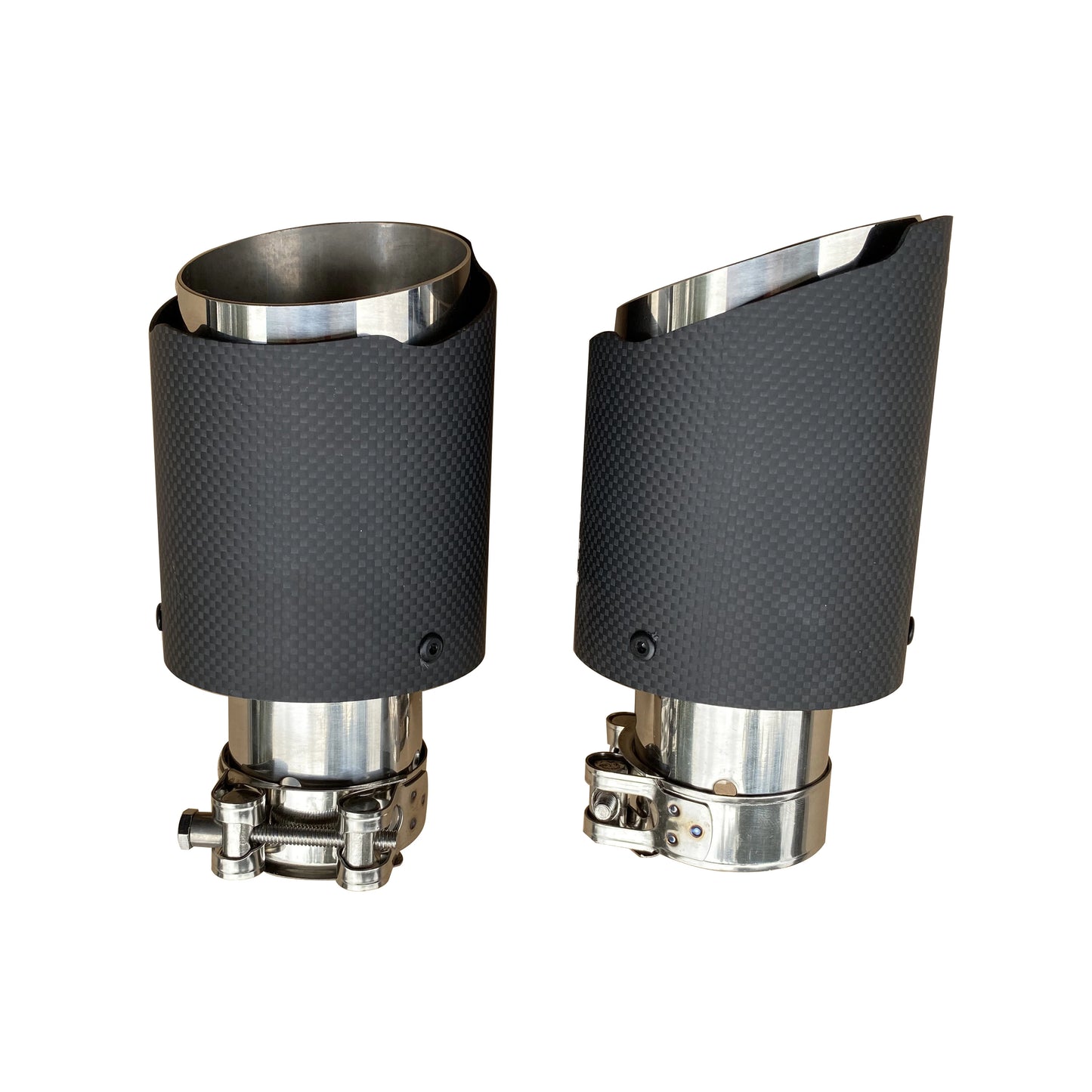 Cola de escape universal acero inoxidable con detalle efecto carbono (salida simple)