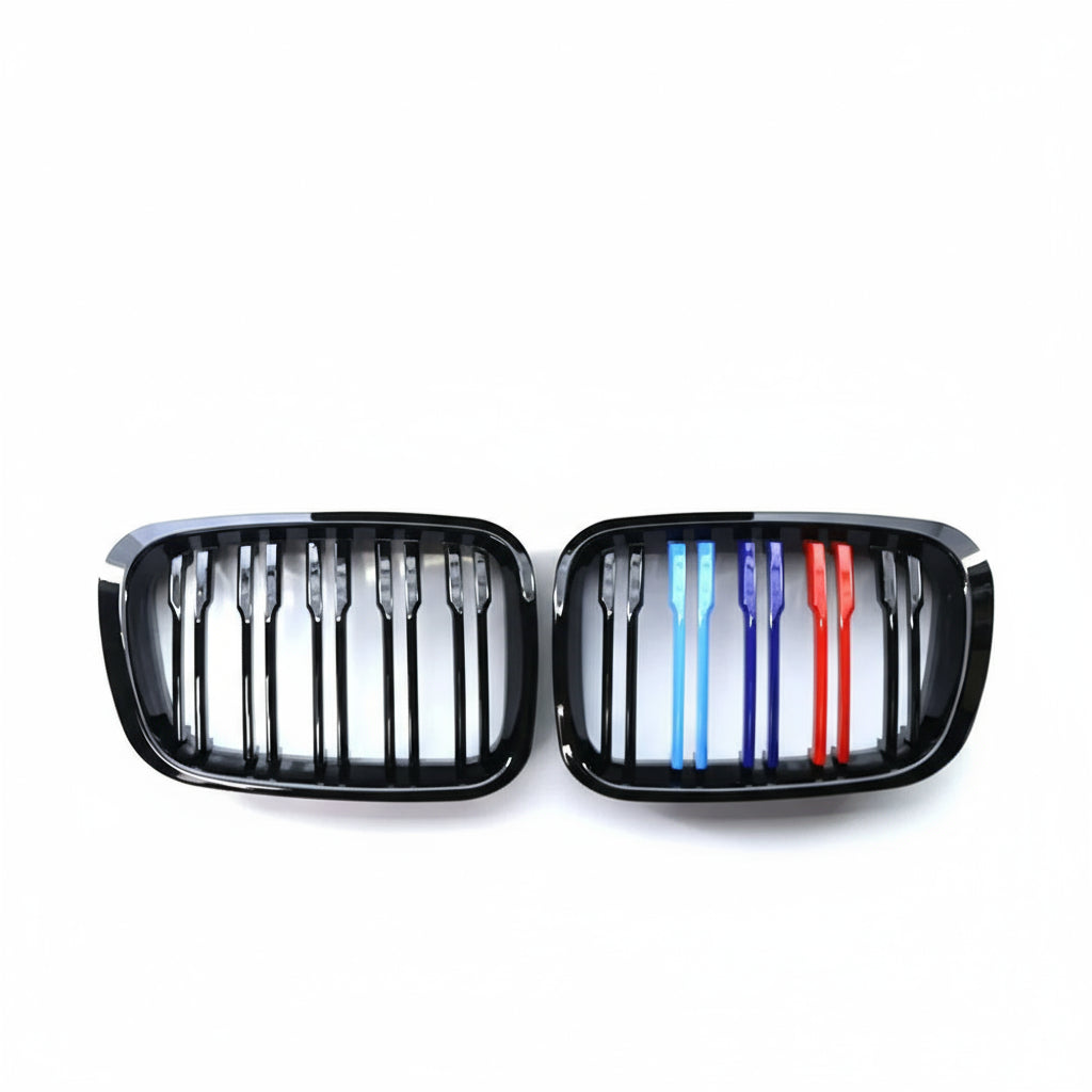Parrilla delantera doble slat negro brillante para BMW Serie 3 E46 (1998–2001, 4 puertas)