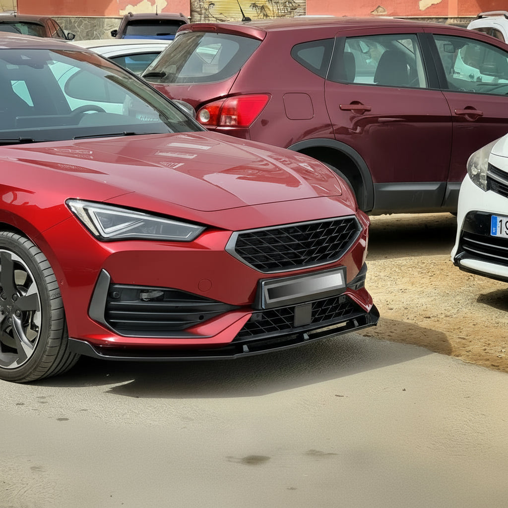 Lip delantero negro brillante para Seat León MK4 Cupra (2021–2024)