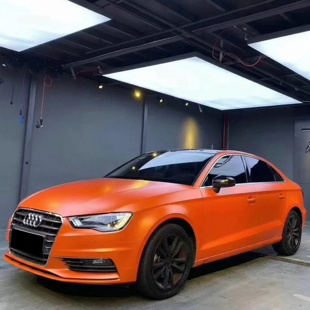 Vinilo adhesivo satinado metálico color naranja (17 m × 1,52 m)