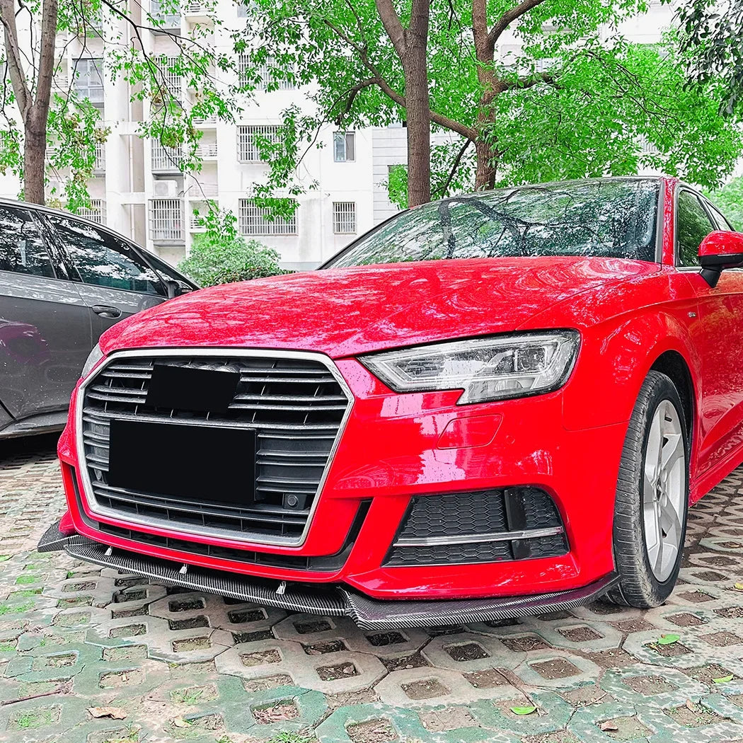Lip Delantero – Acabado Negro Brillante o Carbono – Para Audi A3 8V S-Line / S3 (2017-2020)