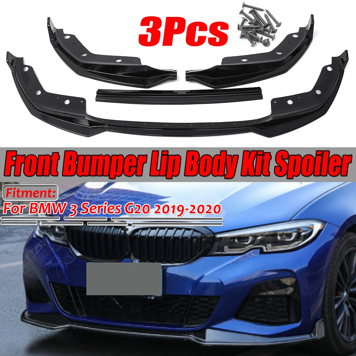 Lip Delantero 3 Piezas Estilo M Performance Para BMW Serie 3 G20 2019-2020