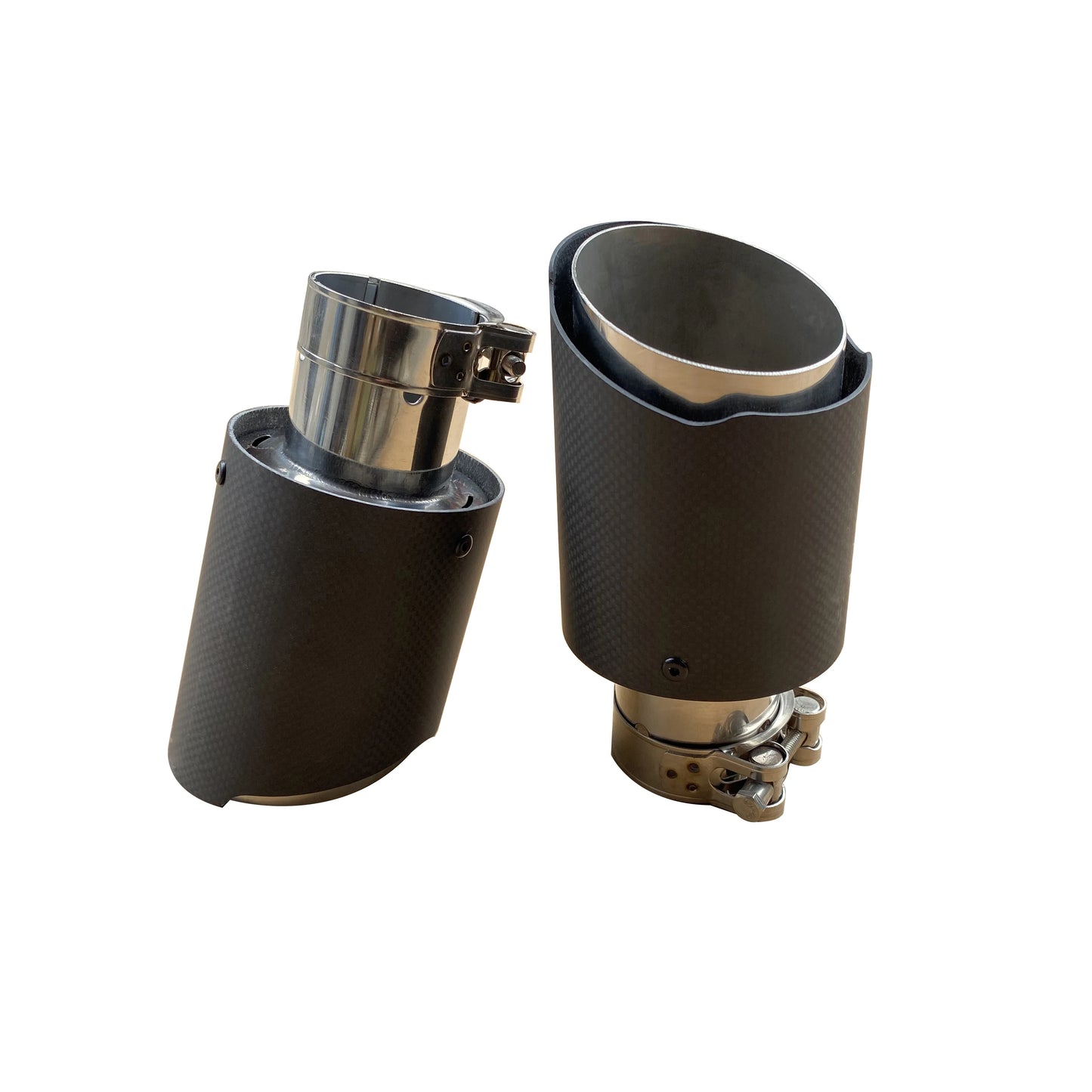 Cola de escape universal acero inoxidable con detalle efecto carbono (salida simple)