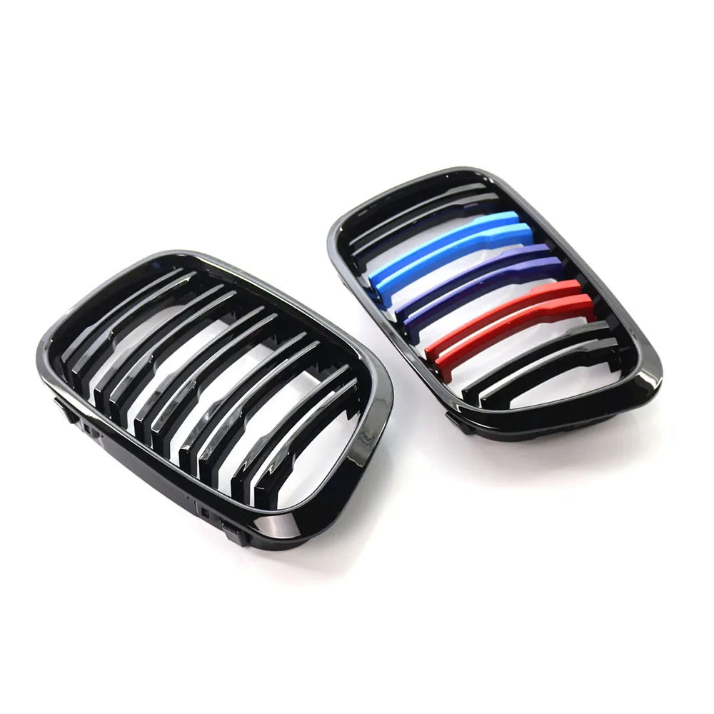 Parrilla delantera doble slat negro brillante para BMW Serie 3 E46 (1998–2001, 4 puertas)