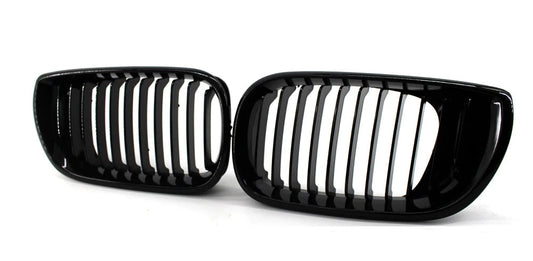 Parrilla delantera simple negro brillante para BMW Serie 3 E46 (2001–2005, 4 puertas)