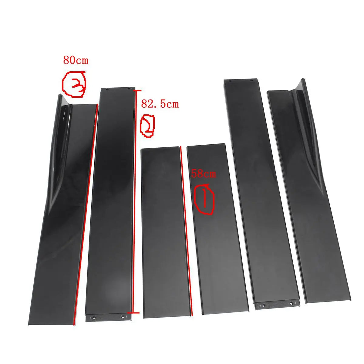 Faldones Laterales Universales 2.2m Negro Brillante.                Para BMW F30 F80 F82 M4 F32 F36 E90 E92 F10