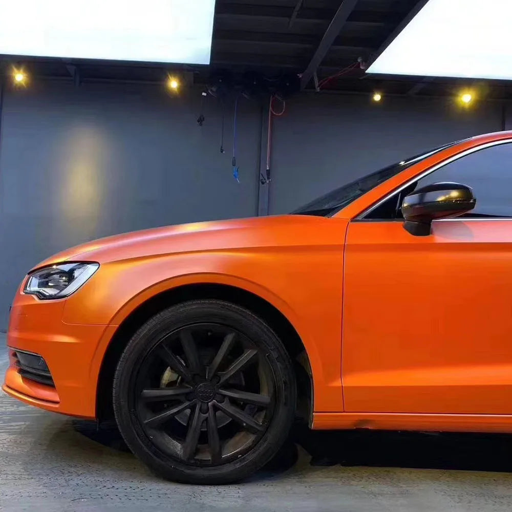 Vinilo adhesivo satinado metálico color naranja (17 m × 1,52 m)