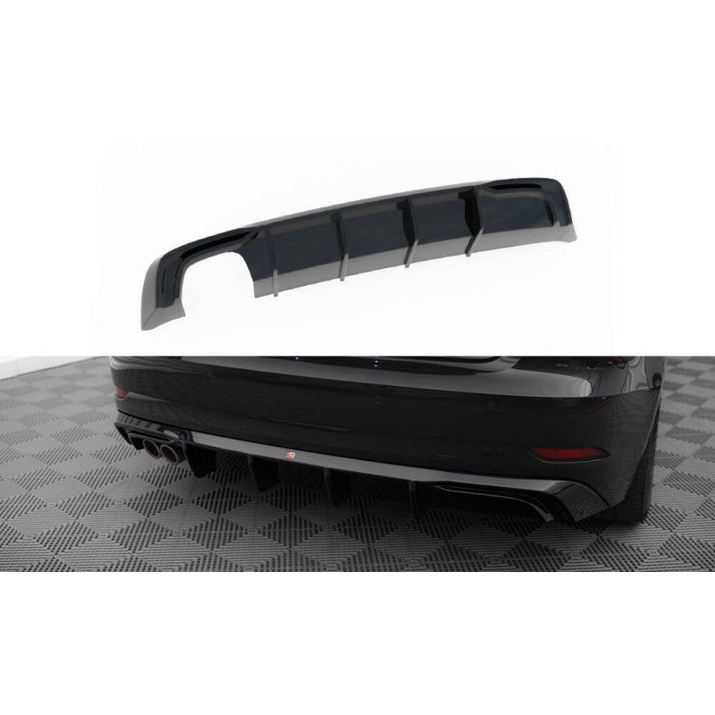 Difusor Trasero Maxton para Audi A3 8V FL Sportback Negro Brillante