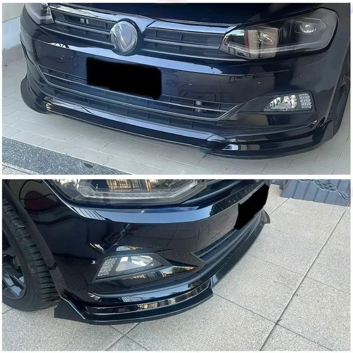 Lip Delantero 3 Piezas Volkswagen Polo MK5 MK6 (2010-2021) – Lip delantero en negro brillo con Protección UV